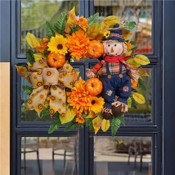 Fall Wreath for Front Door,Harvest Festival Wreath,Thanksgiving Wreath - Picture 1 of 8